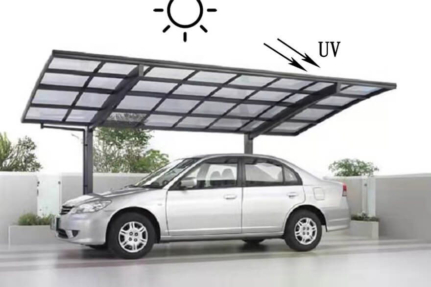 UV resistant polycarbonate carport